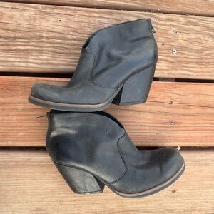Kork-Ease Black Leather Ankle Booties
